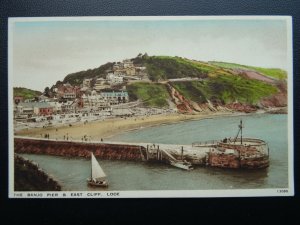 Cornwall LOOE The Banjo Pier & East Cliff c1930's Postcard by J. Salmon 13086