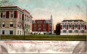 Vtg 1909 State Library Normal School Building Emporia Kansas KS Postcard