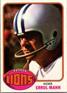 1976 Topps Football Card Errol Mann Detroit Lions sk4620