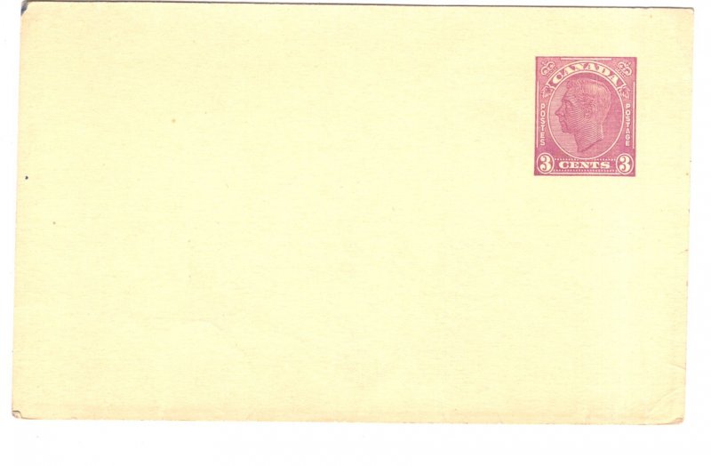 Postal Stationery Canada, George VI 3 Cent Purple, Blank Front