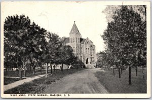 1920's West Wing State Normal Madison South Dakota Street View Posted Postcard