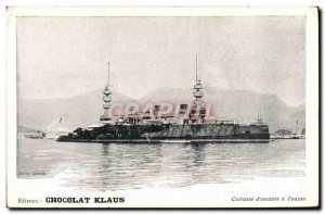 Old Postcard warship Chocolat Klaus Breastplate d & # 39escadre in Toulon