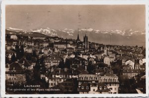Switzerland Lausanne Vue Generale et les Alpes Vaudoises RPPC C204