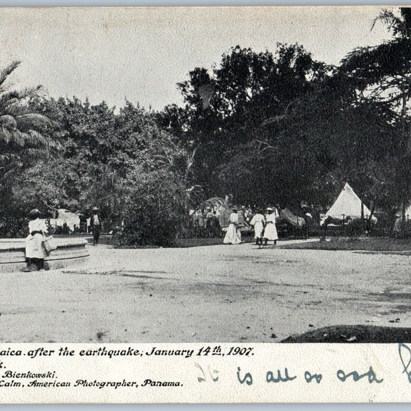 1907 UDB Kingston Jamaica Earthquake Victoria Park Stamp Bienkowski HJ Calm A191