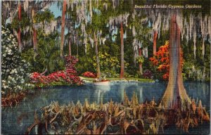 Florida Cypres Gardens Beautiful Boating Scene Curteich