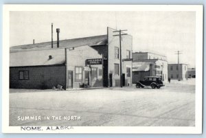 Nome Alaska Postcard Summer In The North Nevada Grill Building Classic Cars 1940