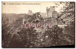 Old Postcard Crozant Creuse Overview of Ruins