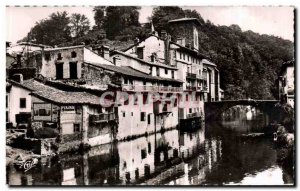 Old Postcard St Jean Pied de Port Old house sounds Nive and the Bridge of Spain