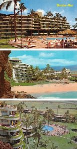 3~Postcards  Maui, HI Hawaii  SHERATON-MAUI HOTEL  Pool~Beach~Bird's Eye Views