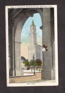 NY Woolworth Bldg Building Municipal Arch NYC New York City Postcard