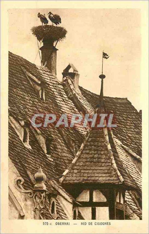 Old Postcard Obernai Storks Nest