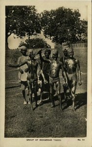 india, Group of Moharram Tigers (1910s) RPPC Postcard