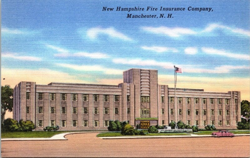 New Hampshire Fire Insurance Company Manchester NH Linen Postcard UNP VTG Unused 