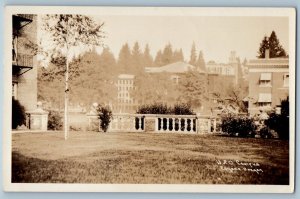Eugene Oregon OR Postcard RPPC Photo View U of O Campus c1940's Vintage