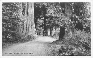 California On the Redwood Highway B&W White Border  Postcard Used