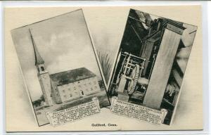 First Congregational Church Old Town Clock Guilford Connecticut postcard