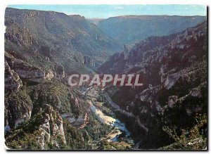 Postcard Modern lime Gorge View to No Soucy and Roc Aiguille u Tarn Lozere Po...