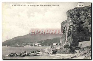 Old Postcard Menton rocks taken Reds View