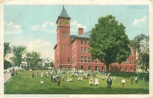 Plymouth New Hampshire Normal School WB Postcard, Students on Grass, Detroit Pub