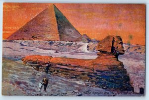 Egypt Postcard Lower Egypt Sphynx and the Pyramid of Cheops c1905 Globe Trotter