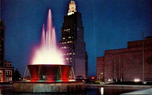 Missouri Kansas City Auditorium Plaza Park Fountain At Night