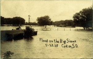 RPPC Flood on the Big Sioux May 28 1908 Canton South Dakota Real Photo Postcard