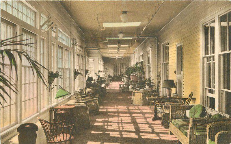 Albertype Carolina Sun Parlor 1920s Pinehurst North Carolina hand colored 7810