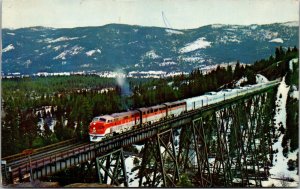 Vtg California Zephyr Crosses Sierra Nevade Range Near Feather River Postcard