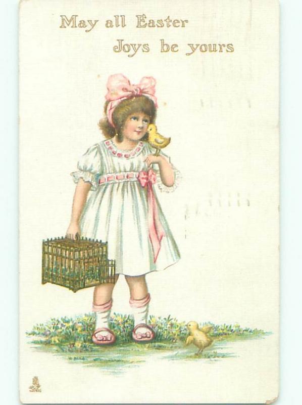 Divided-Back CHILDREN AT EASTER SCENE Great Postcard AA1788