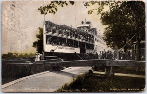 VINTAGE POSTCARD LORD BALTIMORE STEAMER DOCKING AT DELAWARE CITY DELAWARE 1906