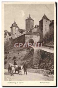 Old Postcard Rothenburg Laub Kobollzellertor Char oxen