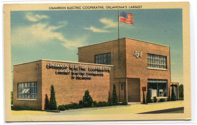 Cimarron Electric Cooperative Oklahoma linen postcard