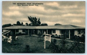 ST. PETERSBURG, Florida FL ~ Roadside HIGHLAND PARK APARTMENTS c1960s Postcard