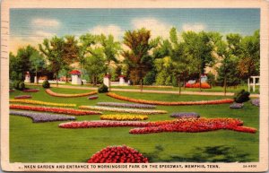 Nken Garden & Entrance to Morningside Park on Speedway Memphis TN Postcard PC168
