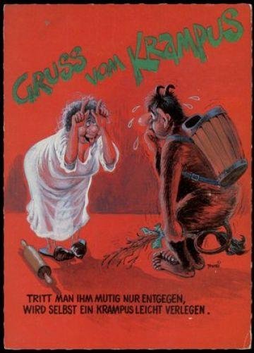 Austria 1960s Classic Krampus Devil Christmas Card UNUSED G95364