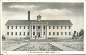 Vtg Post Headquarters Camp Gordon Georgia GA WW2 Era 1940s Postcard