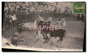 Old Postcard Bullfight Bullfight Caida of a picador