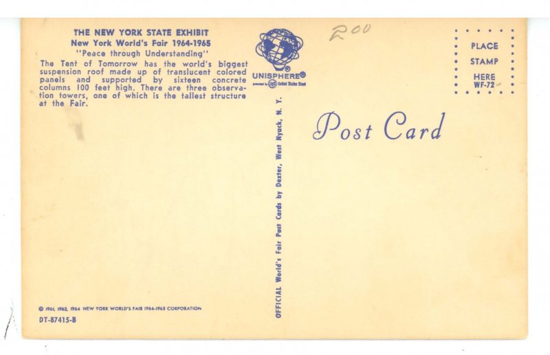 NY - 1964-65 World's Fair. New York State Exhibit