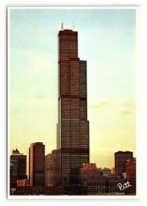 Sears Tower Chicago IL World's Tallest Building Postcard Continental View Card