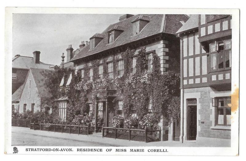 UK Stratford on Avon Marie Corelli Home Vntg Tuck Postcard