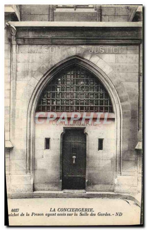 Postcard Old Jail Paris Conciergerie prison Bank having access to the guardroom