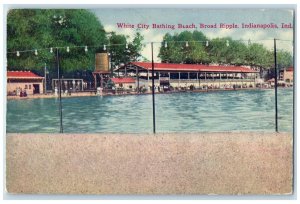 1910 White City Bathing Beach Broad Ripple View Indianapolis Indiana IN Postcard