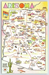 Arizona Art Deco Map~Pastel~Kaibab Forest to Douglas~Four Corners to Yuma~Jerome 