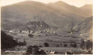 Beddgelert Wales birds eye view showing Snowdon Mtn real photo pc Y11702