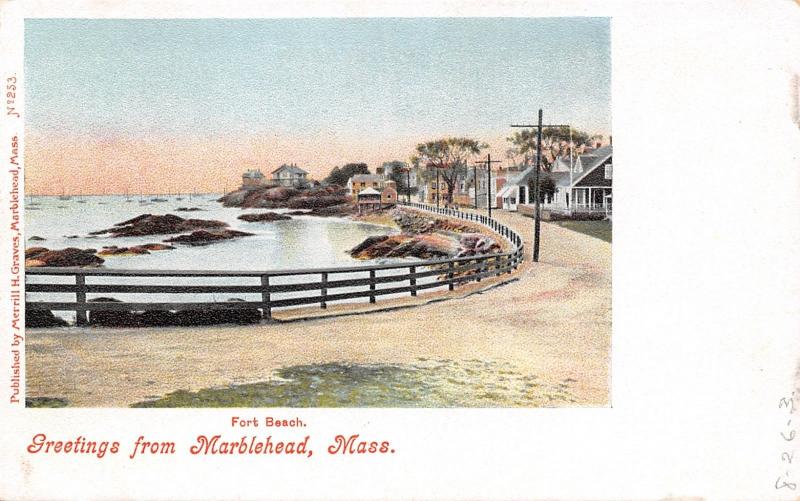 Marblehead Massachusetts~Rustic Fence & Bungalows @ Fort Beach~1906 Postcard