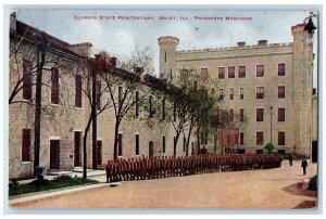 1913 Illinois State Penitentiary Joliet Illinois IL  Prisoners Marching Postcard