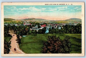 Oneonta New York NY Postcard Bird's Eye View Of Residence Section 1924 Antique