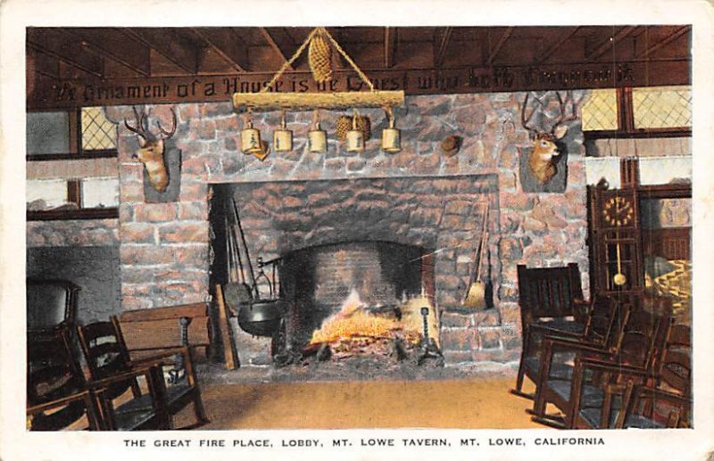 The Great Fire Place Lobby, Mt. Lowe Tavern Mount Lowe CA