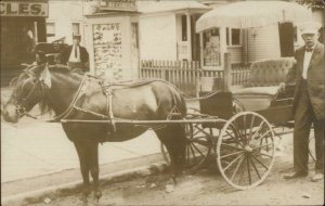 Deltiology Horse Wagon Postcard Rack Bicycle Shop c1910 Real Photo Postcard