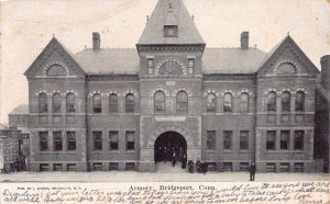 Armory, Bridgeport, Connecticut, Very Early Postcard, Used in 1907